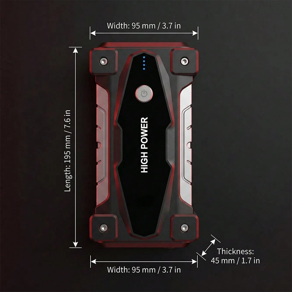 8000mAh Jump Starter For Car Battery, 12V Portable Auto Booster Pack With 800A Peak Current, Smart Battery Clamps, Digital Display, LED Flashlight With SOS, Emergency Power Bank For Gasoline And Vehic