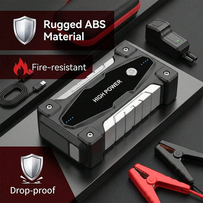 8000mAh Jump Starter For Car Battery, 12V Portable Auto Booster Pack With 800A Peak Current, Smart Battery Clamps, Digital Display, LED Flashlight With SOS, Emergency Power Bank For Gasoline And Vehic