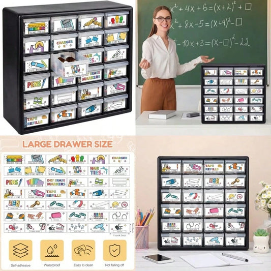 84 Pcs Toolbox Labels For Teacher 2" X 4.3" Classroom Tool Box Storage Stickers Decor Self-Adhesive Classroom Decal Teacher Drawer Tag For Back To School Organization