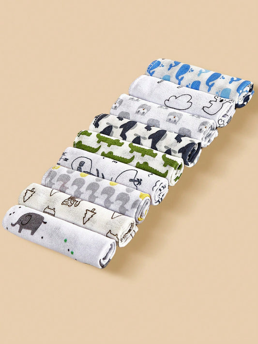 8pcs/12pcs/24pcs Baby Face Towels, Soft & Skin-Friendly Thin Handkerchiefs, Baby Care Handkerchiefs, Nursing Towels, Cute Design Baby Towels, Burp Cloths, Soft Baby Bath Towels, Infant Face Towels, Ha
