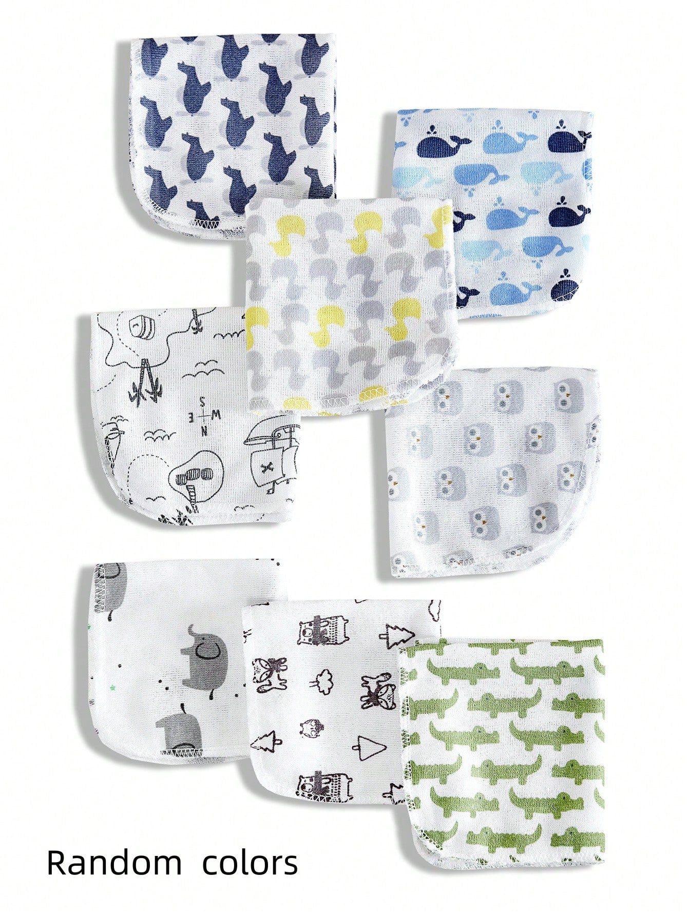 8pcs/12pcs/24pcs Baby Face Towels, Soft & Skin-Friendly Thin Handkerchiefs, Baby Care Handkerchiefs, Nursing Towels, Cute Design Baby Towels, Burp Cloths, Soft Baby Bath Towels, Infant Face Towels, Ha