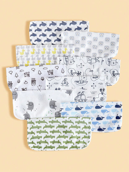 8pcs/12pcs/24pcs Baby Face Towels, Soft & Skin-Friendly Thin Handkerchiefs, Baby Care Handkerchiefs, Nursing Towels, Cute Design Baby Towels, Burp Cloths, Soft Baby Bath Towels, Infant Face Towels, Ha