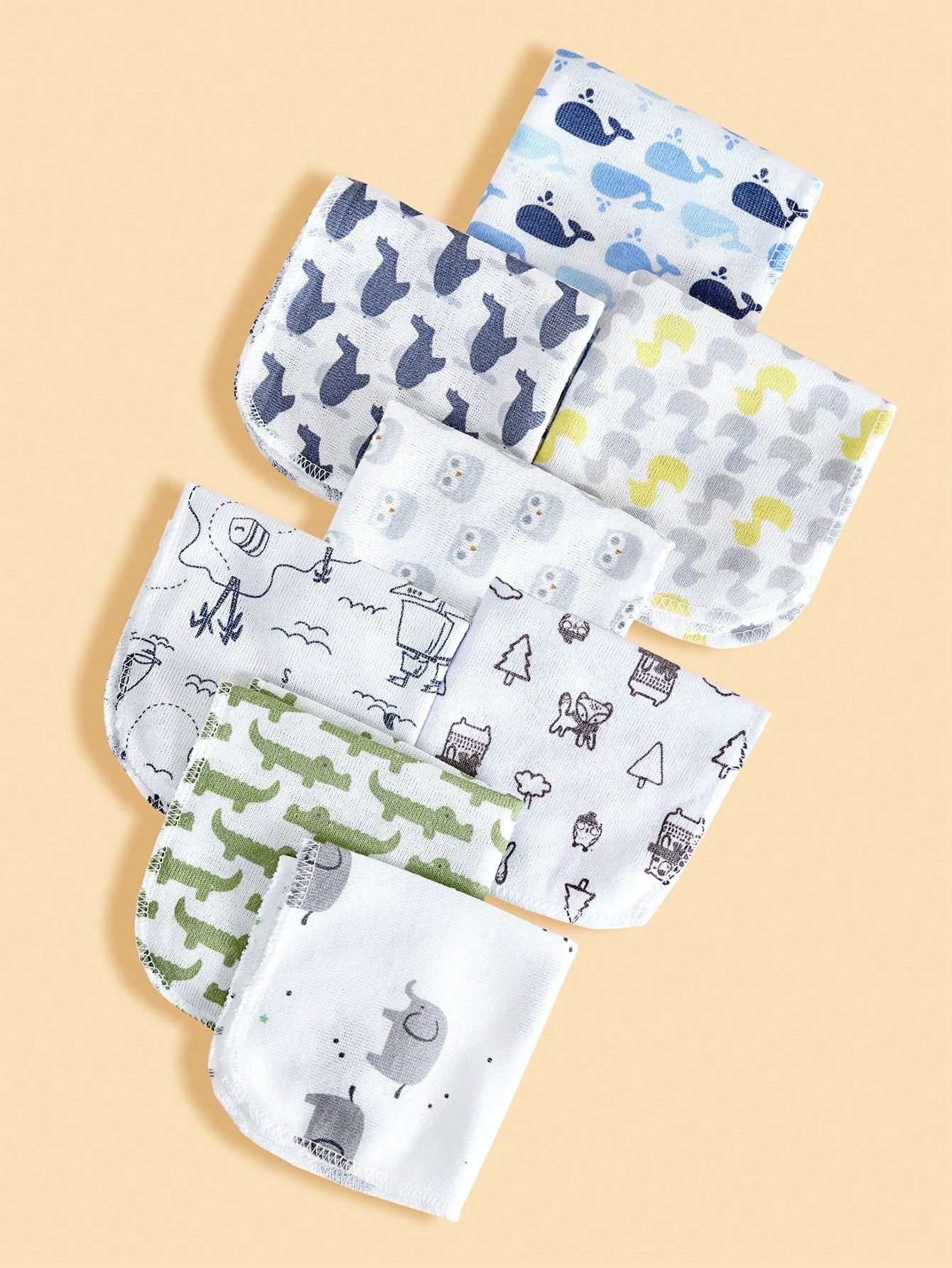 8pcs/12pcs/24pcs Baby Face Towels, Soft & Skin-Friendly Thin Handkerchiefs, Baby Care Handkerchiefs, Nursing Towels, Cute Design Baby Towels, Burp Cloths, Soft Baby Bath Towels, Infant Face Towels, Ha