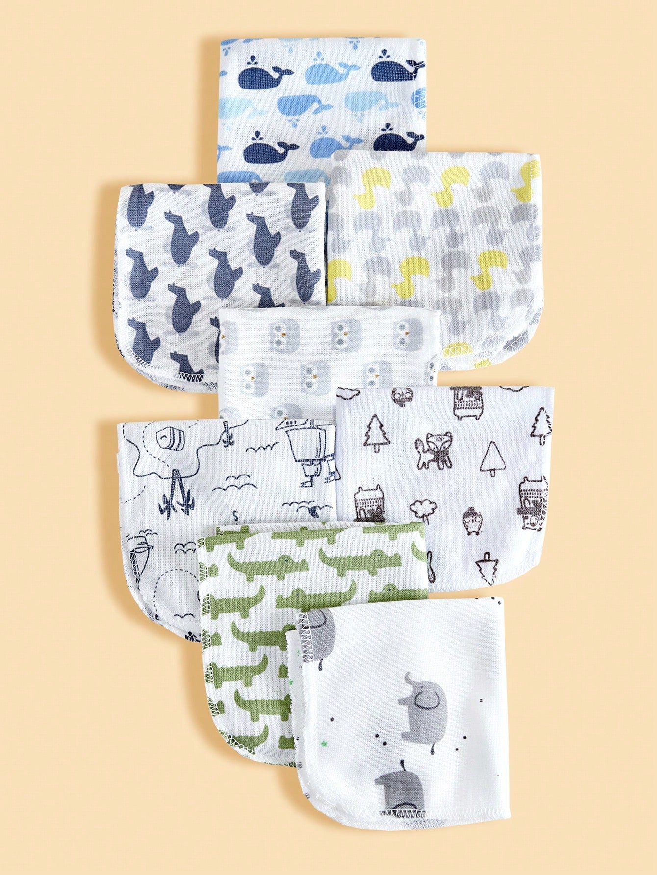 8pcs/12pcs/24pcs Baby Face Towels, Soft & Skin-Friendly Thin Handkerchiefs, Baby Care Handkerchiefs, Nursing Towels, Cute Design Baby Towels, Burp Cloths, Soft Baby Bath Towels, Infant Face Towels, Ha
