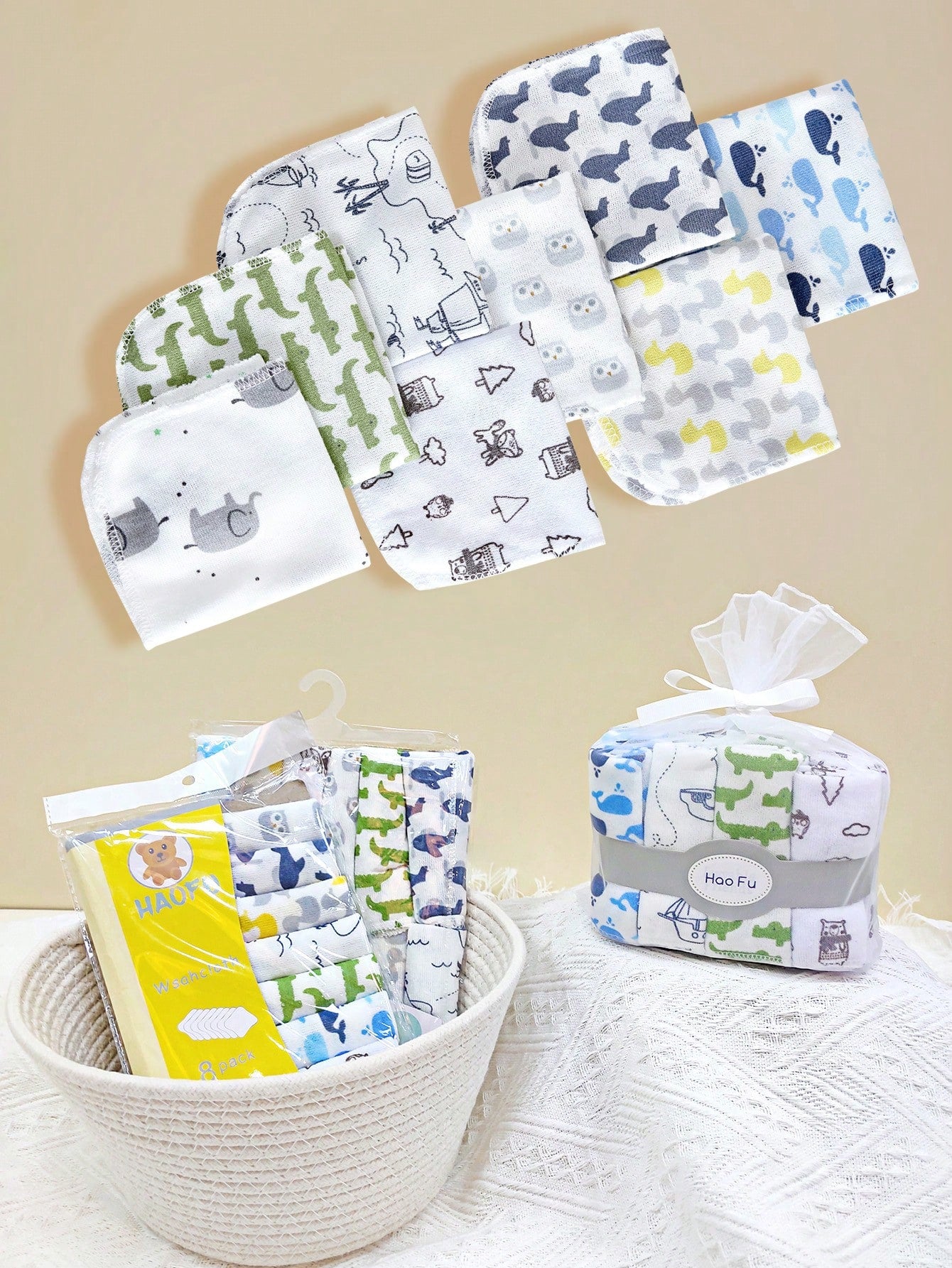 8pcs/12pcs/24pcs Baby Face Towels, Soft & Skin-Friendly Thin Handkerchiefs, Baby Care Handkerchiefs, Nursing Towels, Cute Design Baby Towels, Burp Cloths, Soft Baby Bath Towels, Infant Face Towels, Ha