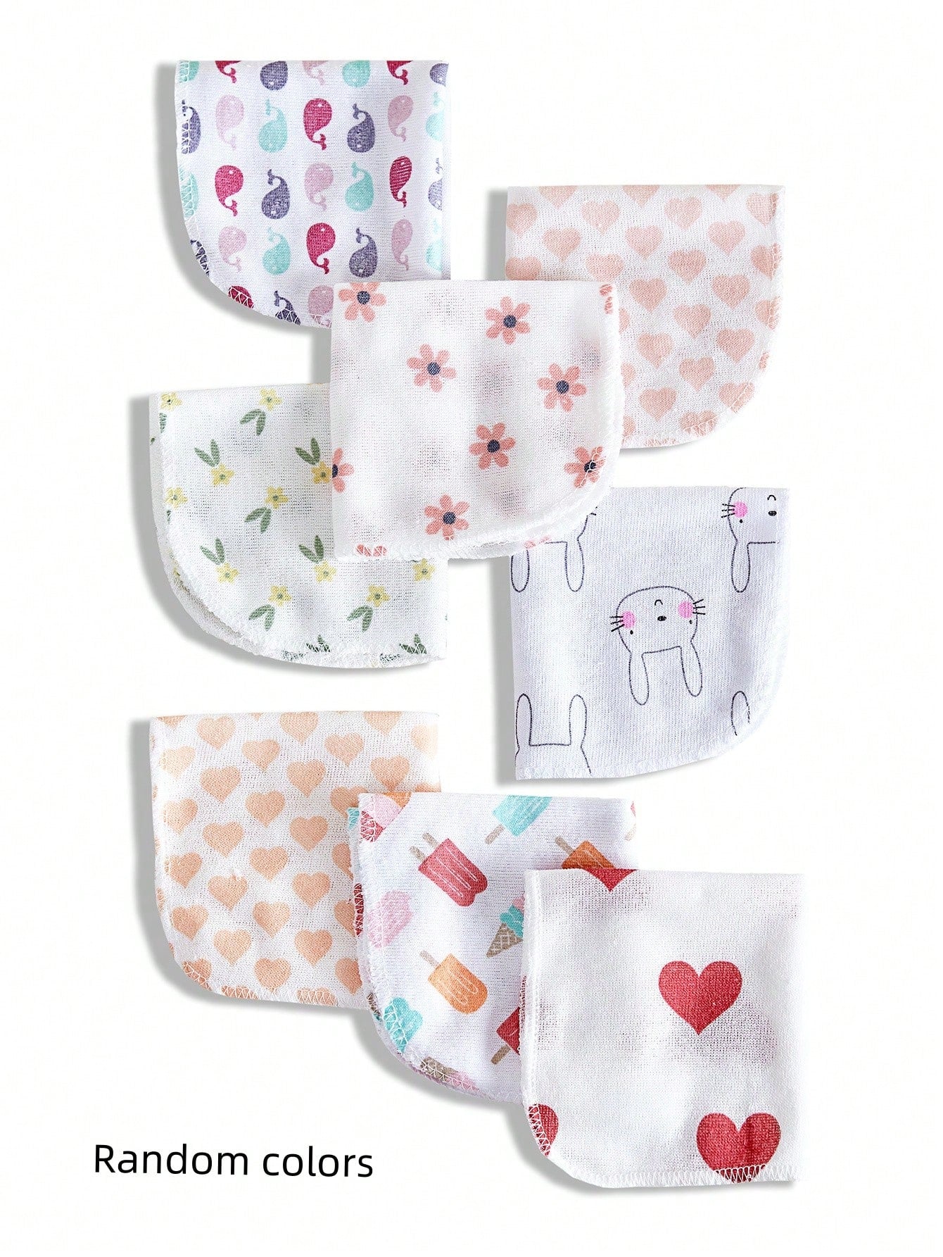 8pcs/12pcs/24pcs Baby Face Washcloths, Soft & Gentle Handkerchief For Baby Care, Feeding Towel, Cute Design Infant Washcloth, Burp Cloth Bib, Soft Baby Bath Towel, Nursery Handkerchief, Newborn Shower