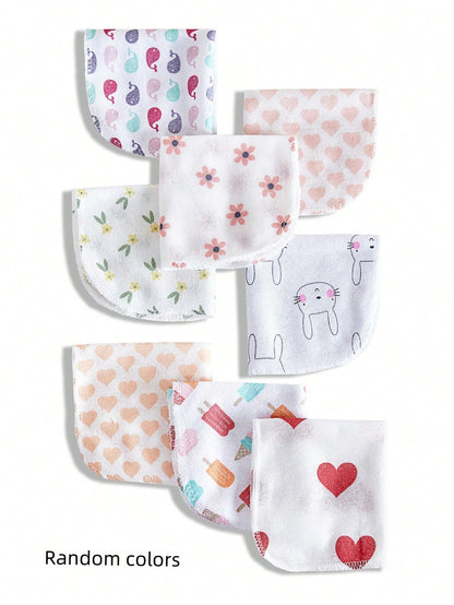 8pcs/12pcs/24pcs Baby Face Washcloths, Soft & Gentle Handkerchief For Baby Care, Feeding Towel, Cute Design Infant Washcloth, Burp Cloth Bib, Soft Baby Bath Towel, Nursery Handkerchief, Newborn Shower