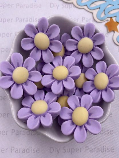 8PCS 25mm Resin Kawaii Colorful Painted Sun Flower Figurine Flatback Stone Scrapbook DIY Clothing Decor Crafts Jewelry Accessories