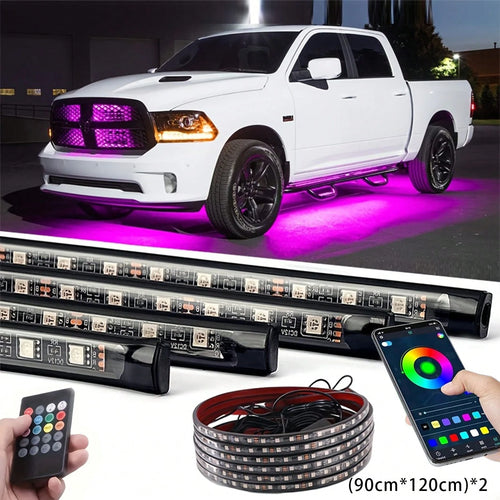 90cm*120cm Car Chassis Lighting Decorative Atmosphere Light, Remote Control APP Dual Control Mode, Adjustable Brightness And Color, Adjustable Jumping And Flashing Speed, Custom Color Jumping, DC12V