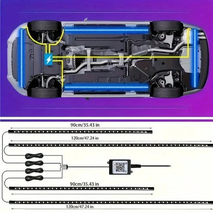 90cm*120cm Car Chassis Lighting Decorative Atmosphere Light, Remote Control APP Dual Control Mode, Adjustable Brightness And Color, Adjustable Jumping And Flashing Speed, Custom Color Jumping, DC12V