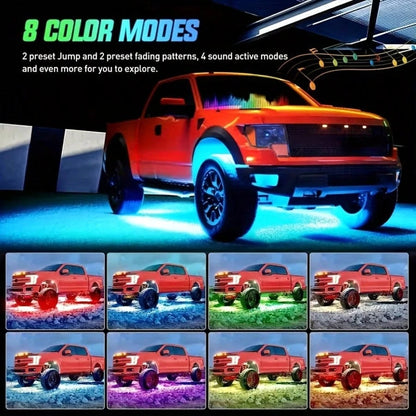 90cm*120cm Car Chassis Lighting Decorative Atmosphere Light, Remote Control APP Dual Control Mode, Adjustable Brightness And Color, Adjustable Jumping And Flashing Speed, Custom Color Jumping, DC12V