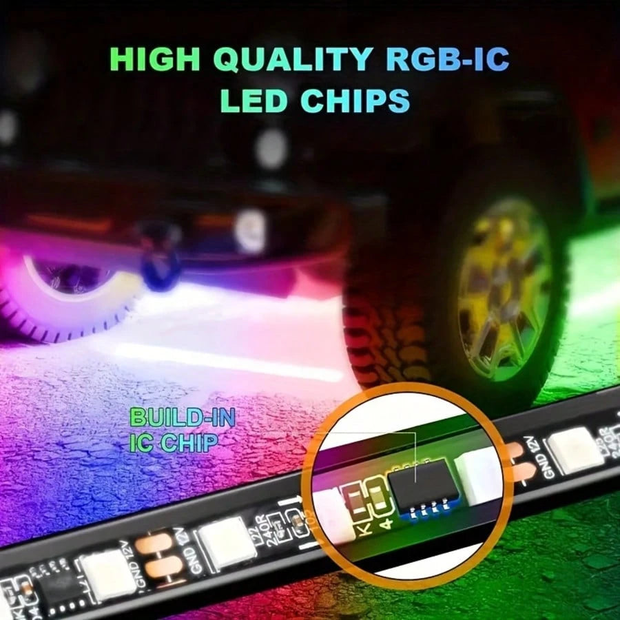 90cm*120cm Car Chassis Lighting Decorative Atmosphere Light, Remote Control APP Dual Control Mode, Adjustable Brightness And Color, Adjustable Jumping And Flashing Speed, Custom Color Jumping, DC12V