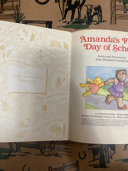 Vintage Little Golden Book - Amanda's First Day Of School, 1985 - Deer Creek Mercantile