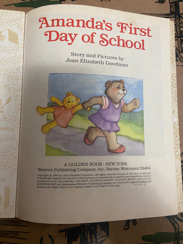 Vintage Little Golden Book - Amanda's First Day Of School, 1985 - Deer Creek Mercantile