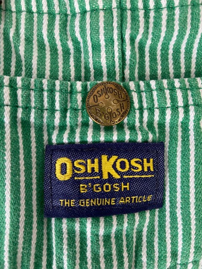 Vintage Green & White Striped Oshkosh Shorts Overalls 1980s - Deer Creek Mercantile