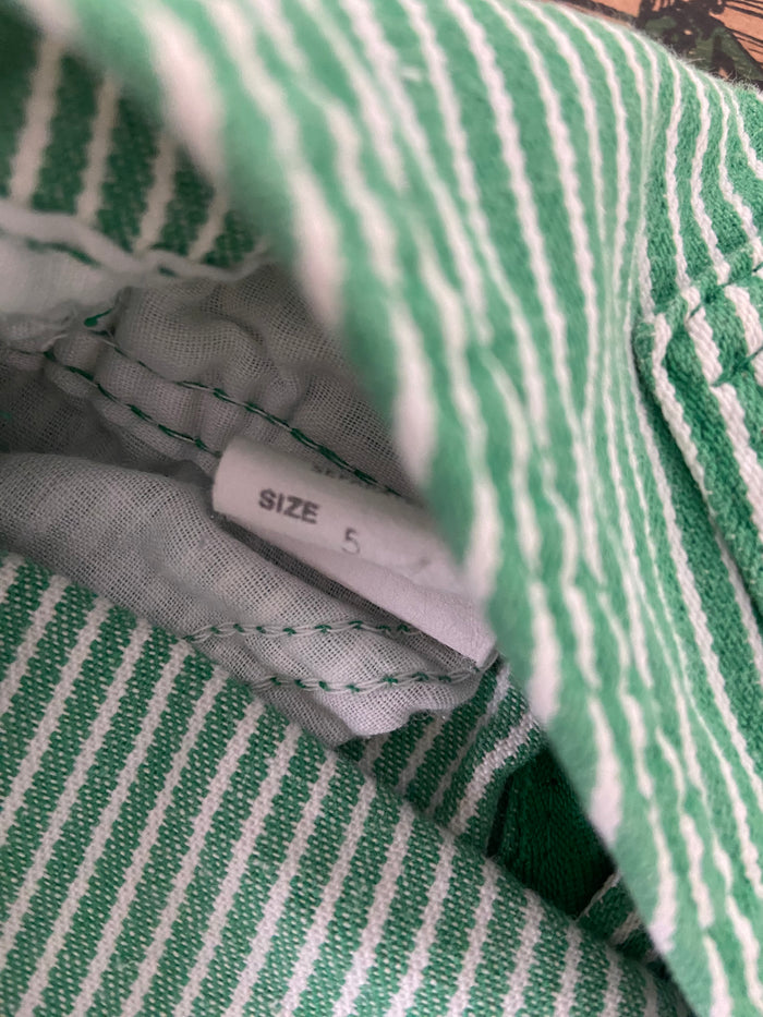 Vintage Green & White Striped Oshkosh Shorts Overalls 1980s - Deer Creek Mercantile