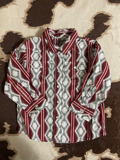 Vintage Wrangler Southwest Western Pearl Snap Shirt, 24 Months - Deer Creek Mercantile