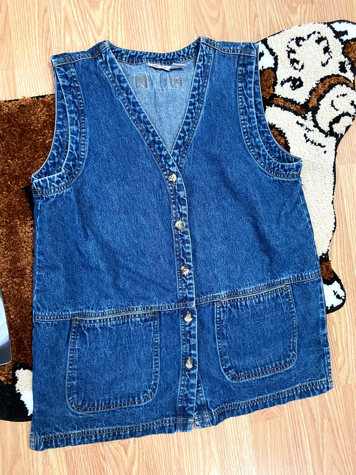 Vintage Cabin Creek 1990s Denim Blue Jean Vest, Size XL - Deer Creek Mercantile