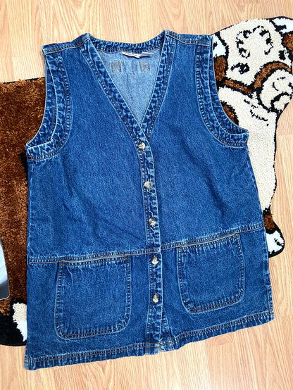 Vintage Cabin Creek 1990s Denim Blue Jean Vest, Size XL - Deer Creek Mercantile