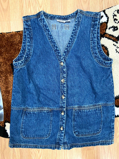 Vintage Cabin Creek 1990s Denim Blue Jean Vest, Size XL - Deer Creek Mercantile