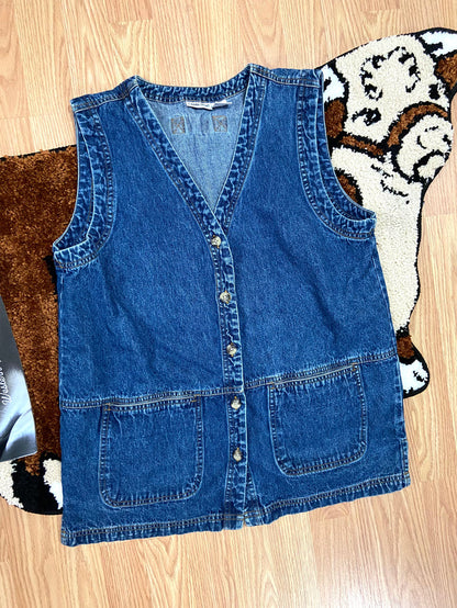 Vintage Cabin Creek 1990s Denim Blue Jean Vest, Size XL - Deer Creek Mercantile