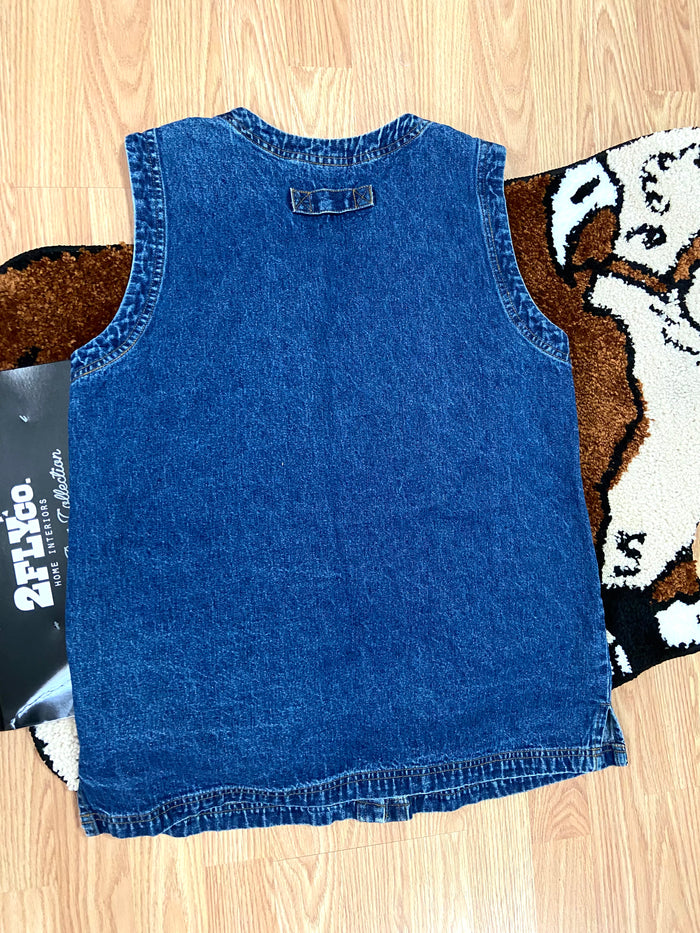 Vintage Cabin Creek 1990s Denim Blue Jean Vest, Size XL - Deer Creek Mercantile