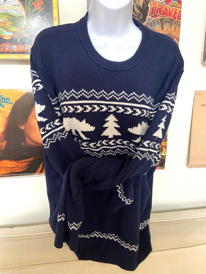 Vintage Lands End Winter Bear, Blue, Sweater, Size Large - Deer Creek Mercantile