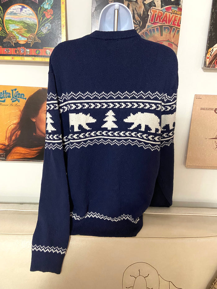 Vintage Lands End Winter Bear, Blue, Sweater, Size Large - Deer Creek Mercantile