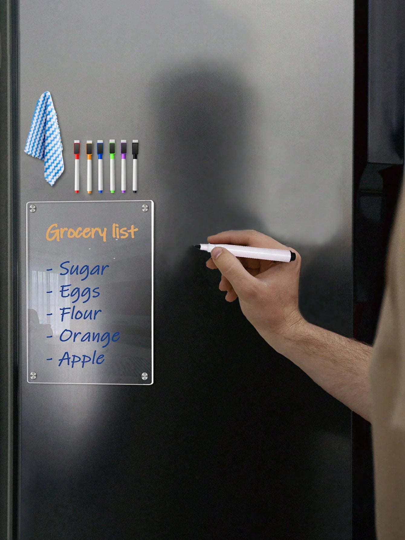 Acrylic Magnetic Weekly Planner Memo Board, Erasable Transparent Message Writing Pad (Comes With 6pcs Random Color Whiteboard Pens And 1pc Random Color Cleaning Cloth As Gift!) Birthday Gifts Graduati