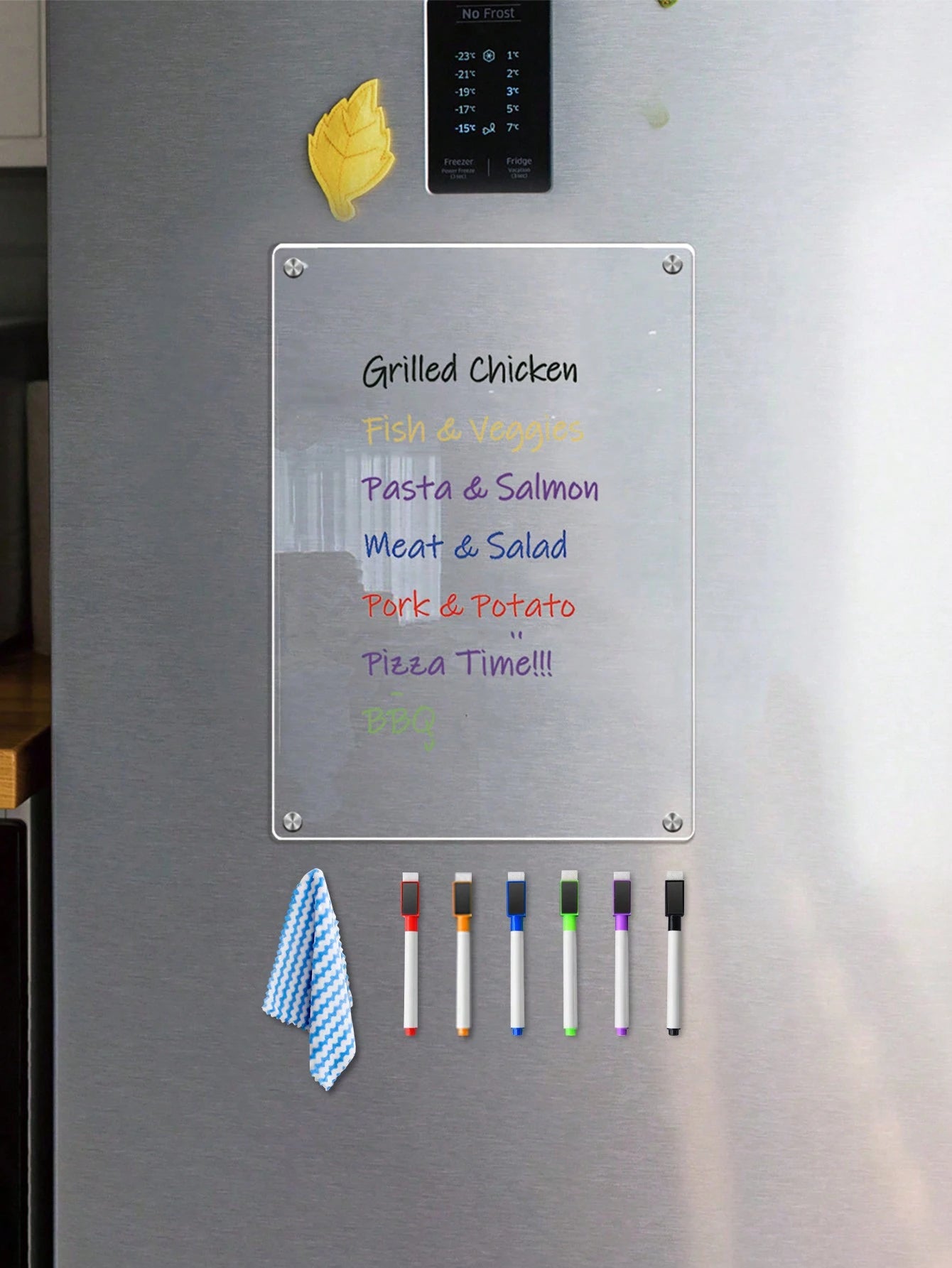 Acrylic Magnetic Weekly Planner Memo Board, Erasable Transparent Message Writing Pad (Comes With 6pcs Random Color Whiteboard Pens And 1pc Random Color Cleaning Cloth As Gift!) Birthday Gifts Graduati