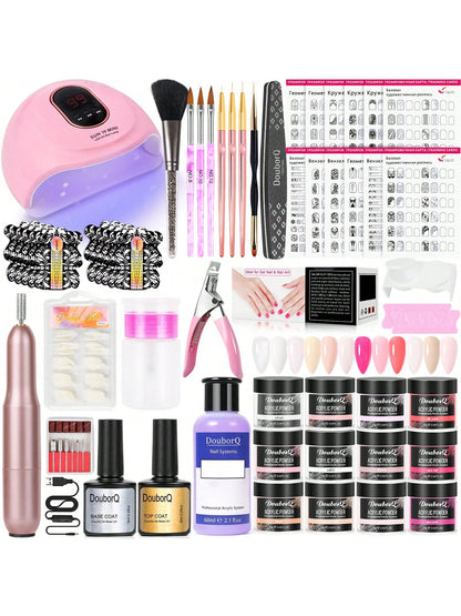Acrylic Nail Kit- 6 Colors With 60ml Monomer Liquid, Nail Drill And UV Lamp- Nail Kit Acrylic Set, Nail Design, Nail Studio- Nail Art Gifts For Women- DIY Acrylic Nails Starter Set