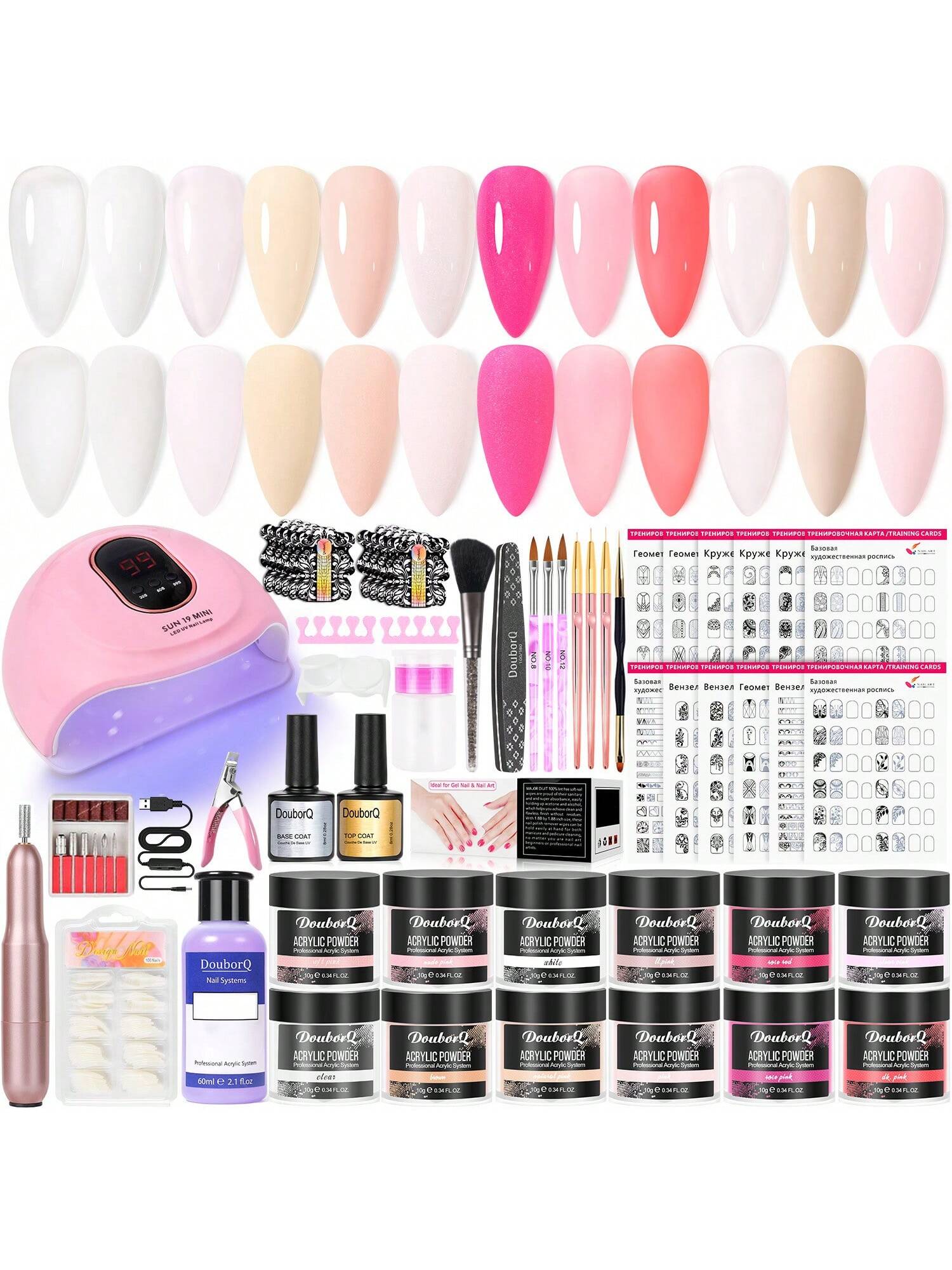 Acrylic Nail Kit- 6 Colors With 60ml Monomer Liquid, Nail Drill And UV Lamp- Nail Kit Acrylic Set, Nail Design, Nail Studio- Nail Art Gifts For Women- DIY Acrylic Nails Starter Set