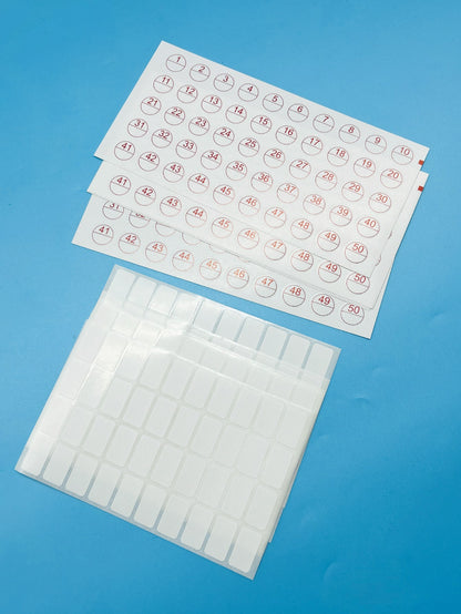 Adhesive Label Stickers, 1-50 Numbered Style, 1.2*2cm Blank Stickers 2 Options, 5 Large Sheets Set, Suitable For Office Document Classification, Home Storage, Student Stationery And Inventory Manageme