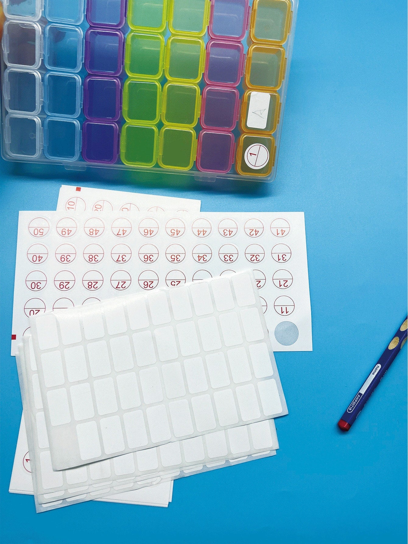 Adhesive Label Stickers, 1-50 Numbered Style, 1.2*2cm Blank Stickers 2 Options, 5 Large Sheets Set, Suitable For Office Document Classification, Home Storage, Student Stationery And Inventory Manageme