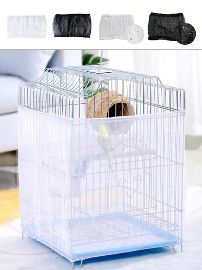 Adjustable Birdcage Polyester Mesh Cover, Dust-Proof Net Cover For Parrot Birdcage, Suitable For Small/Medium/Large Birdcage