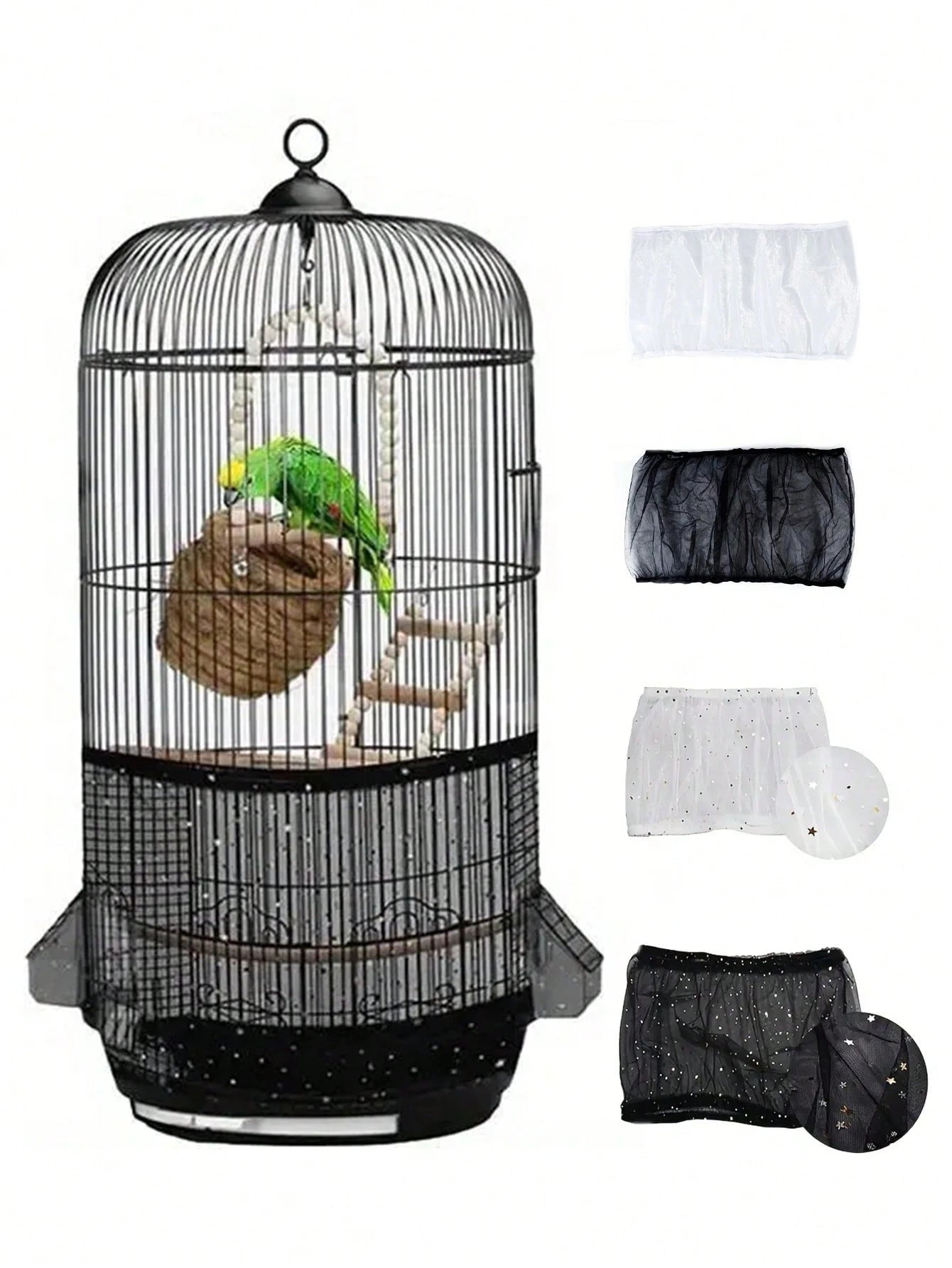 Adjustable Birdcage Polyester Mesh Cover, Dust-Proof Net Cover For Parrot Birdcage, Suitable For Small/Medium/Large Birdcage
