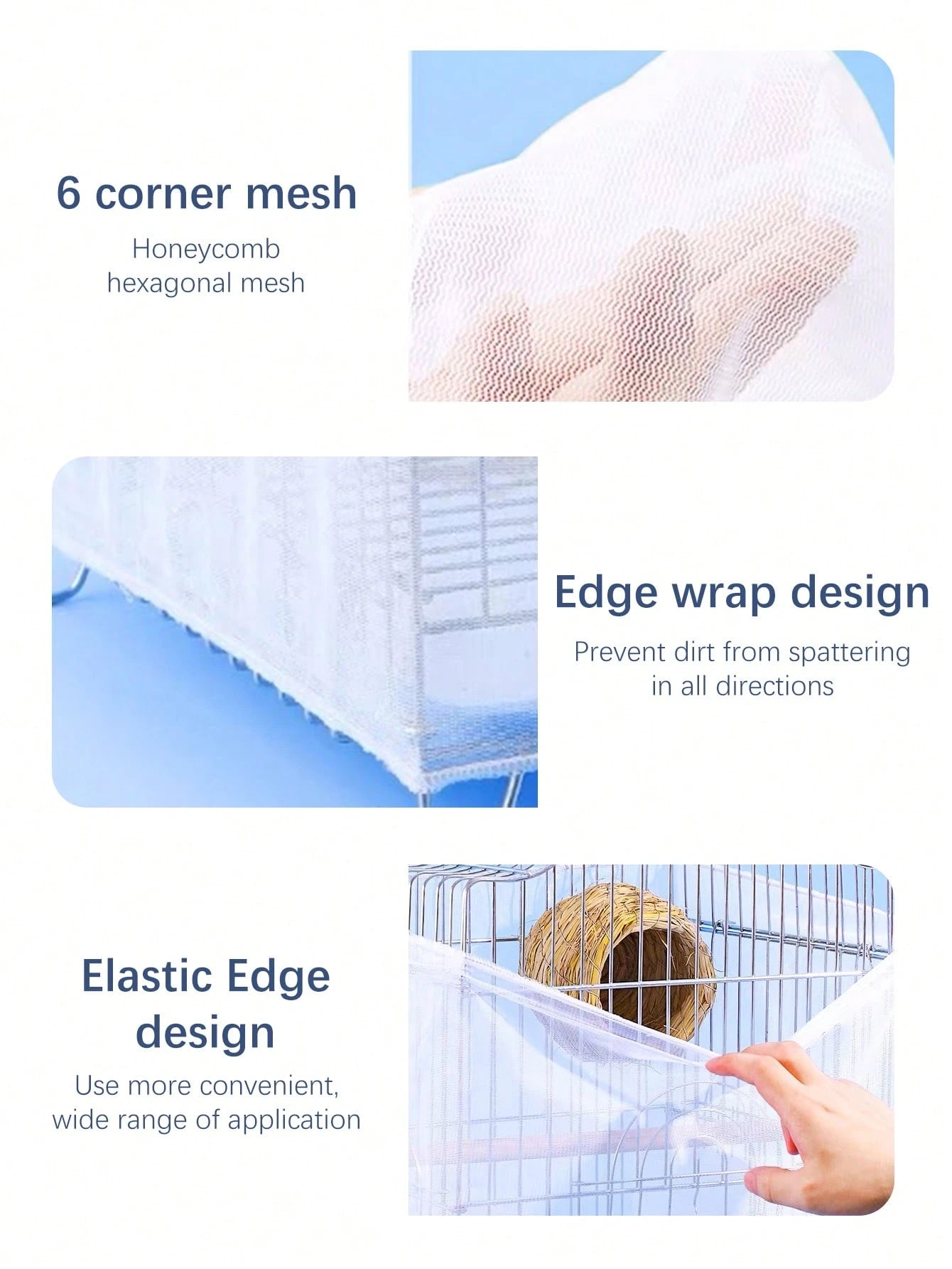 Adjustable Birdcage Polyester Mesh Cover, Dust-Proof Net Cover For Parrot Birdcage, Suitable For Small/Medium/Large Birdcage