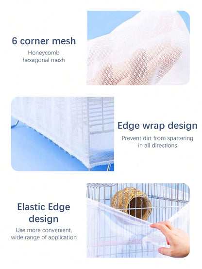 Adjustable Birdcage Polyester Mesh Cover, Dust-Proof Net Cover For Parrot Birdcage, Suitable For Small/Medium/Large Birdcage