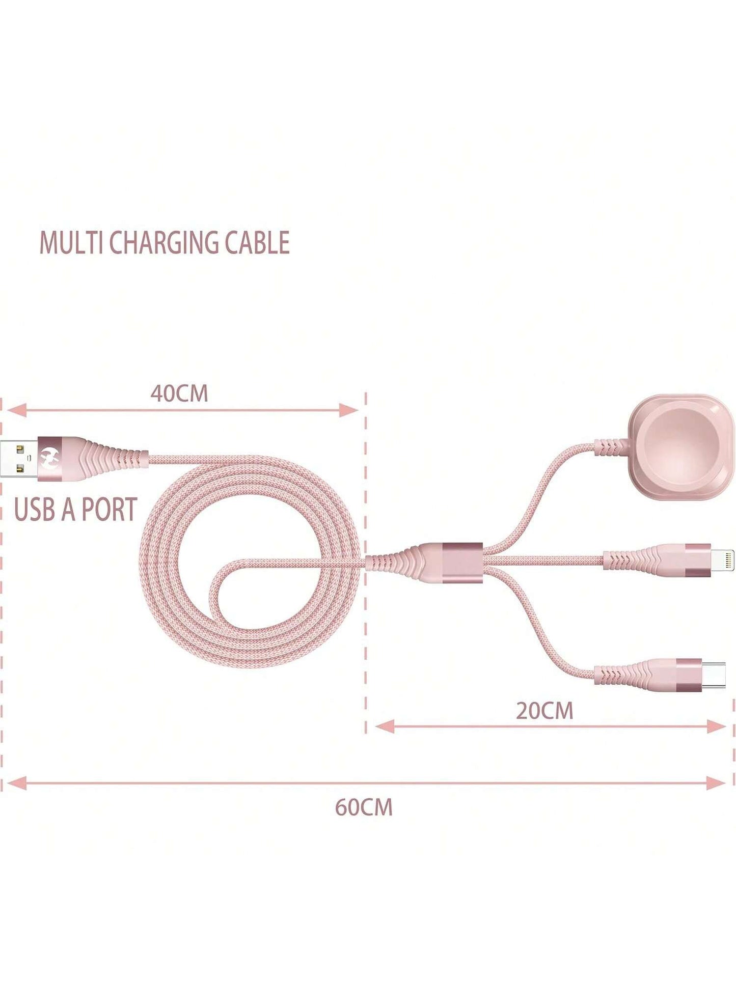 AICHUA For I Watch Charger Multi Charging Cable Nylon Braided USB AM Port To Lightning Type C USB C Cord Watch Magnetic Wireless Charger 3 In 1 Charging Wire For IPhone Android Phone And I Watch Compa