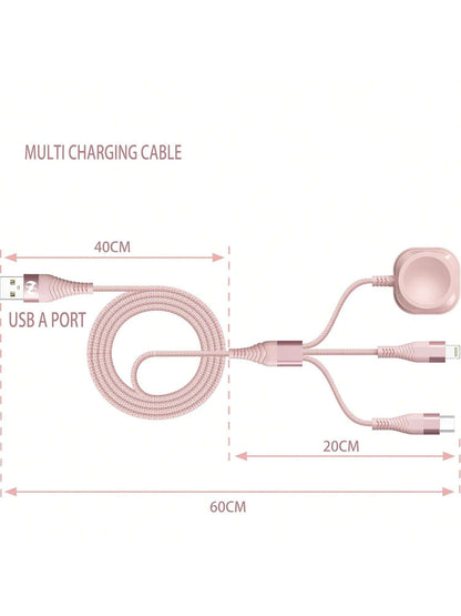 AICHUA For I Watch Charger Multi Charging Cable Nylon Braided USB AM Port To Lightning Type C USB C Cord Watch Magnetic Wireless Charger 3 In 1 Charging Wire For IPhone Android Phone And I Watch Compa