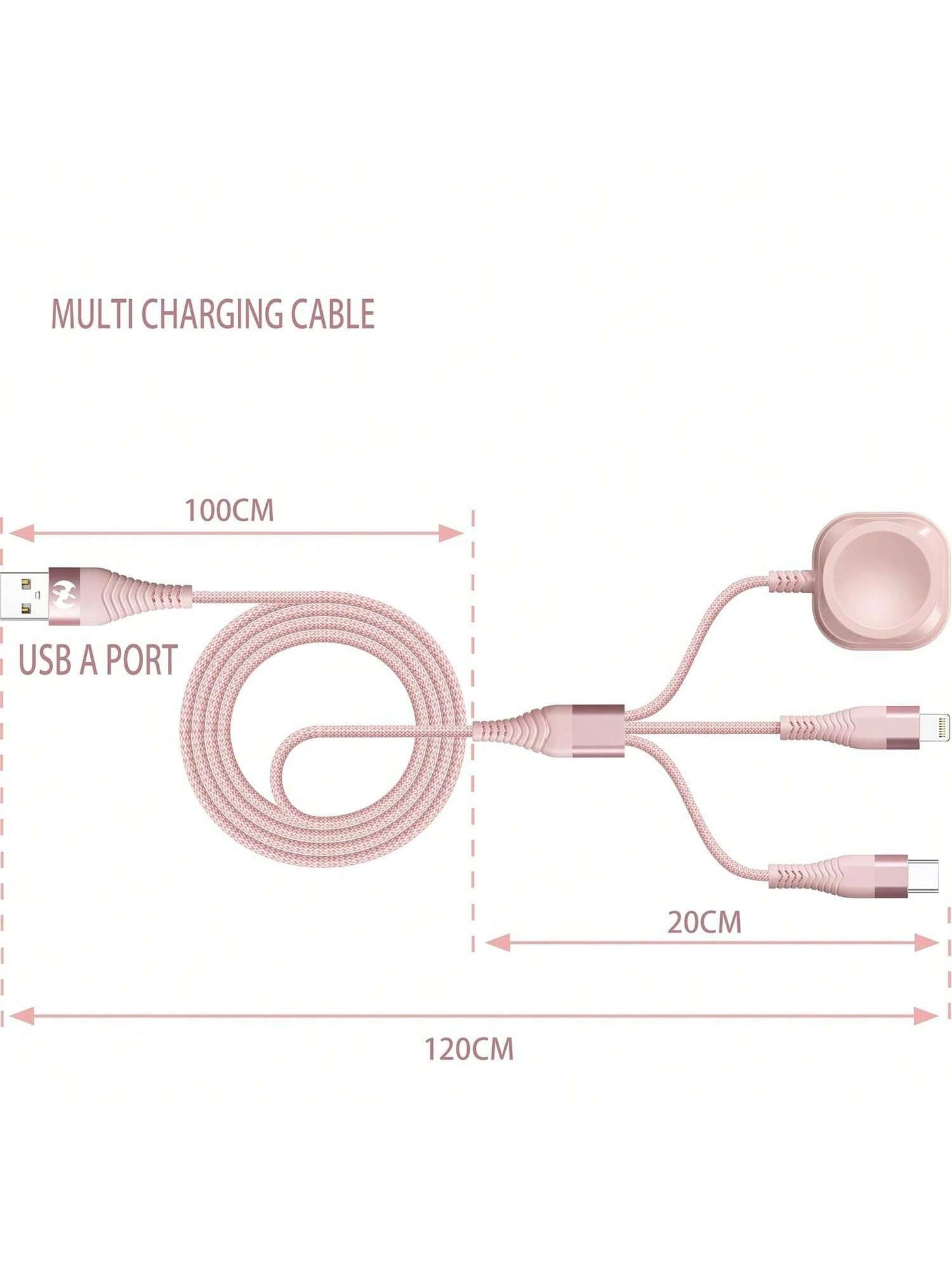 AICHUA For I Watch Charger Multi Charging Cable Nylon Braided USB AM Port To Lightning Type C USB C Cord Watch Magnetic Wireless Charger 3 In 1 Charging Wire For IPhone Android Phone And I Watch Compa