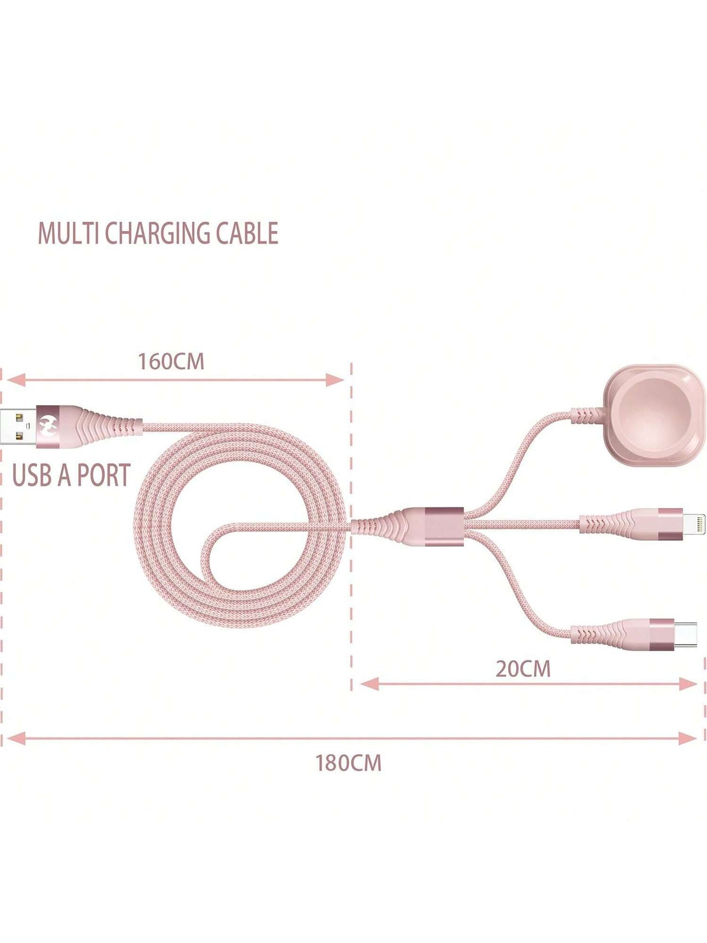 AICHUA For I Watch Charger Multi Charging Cable Nylon Braided USB AM Port To Lightning Type C USB C Cord Watch Magnetic Wireless Charger 3 In 1 Charging Wire For IPhone Android Phone And I Watch Compa