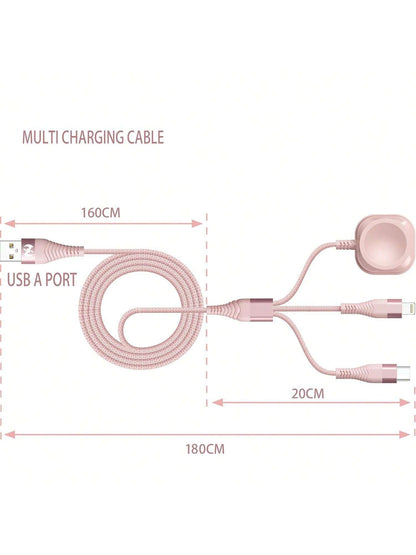 AICHUA For I Watch Charger Multi Charging Cable Nylon Braided USB AM Port To Lightning Type C USB C Cord Watch Magnetic Wireless Charger 3 In 1 Charging Wire For IPhone Android Phone And I Watch Compa