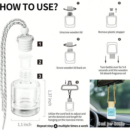 AIR FUSION 6 Bottles Car Air Hanging Fragrance Oil Diffuser, Car Air Freshener Diffuser For Essential Oils Scents Fragrance Aromatherapy Automobile Diffuser,17 Fragrances All Ages, Long-Lasting Fragra