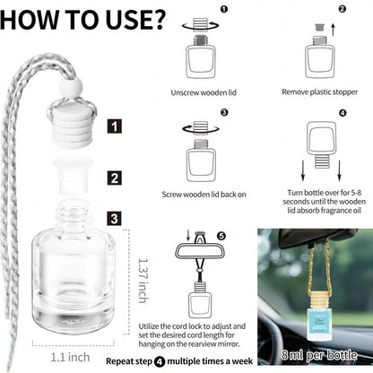 AIR FUSION 6 Bottles Car Air Hanging Fragrance Oil Diffuser, Car Air Freshener Diffuser For Essential Oils Scents Fragrance Aromatherapy Automobile Diffuser,17 Fragrances All Ages, Long-Lasting Fragra