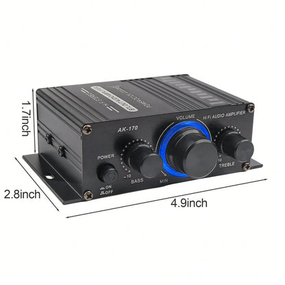 AK-170 Audio Power Amplifier,400W 2 Channel Car Amplifier Powerful Stereo Audio Power Amp HiFi Bass Home