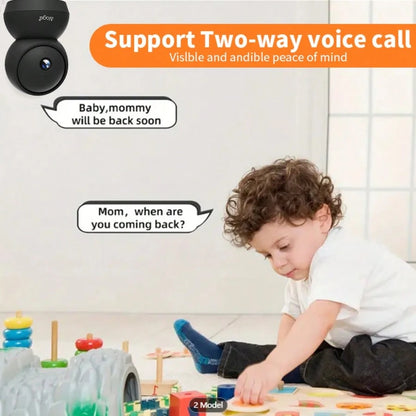 Alaga 2K Baby Monitor Camera- Radiation Free Design, Secure Local Storage, Motion Detection, Two-Way Audio, Night Vision, 360 ° Panoramic Coverage