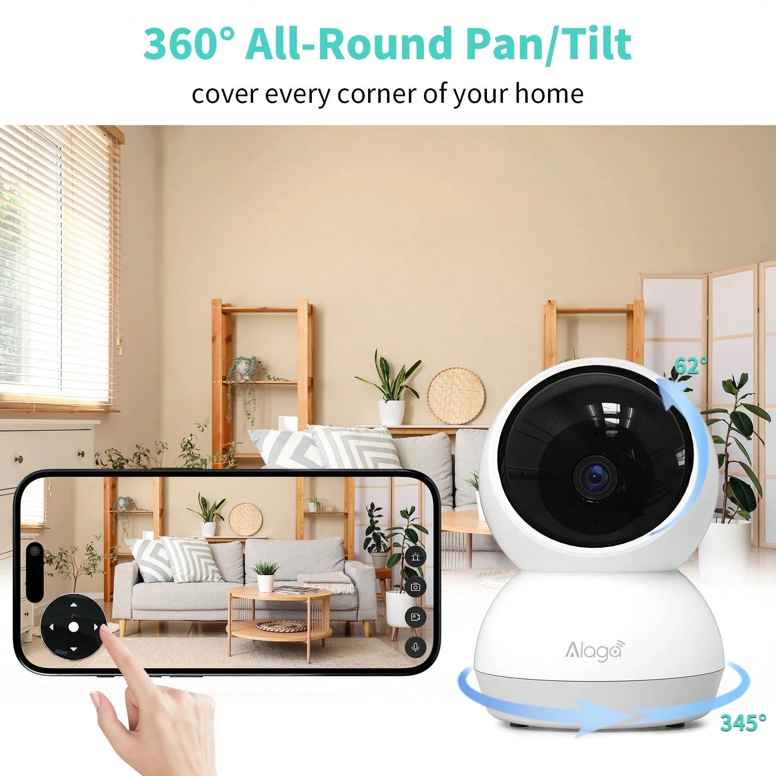 Alaga 2K Baby Monitor Camera- Radiation Free Design, Secure Local Storage, Motion Detection, Two-Way Audio, Night Vision, 360 ° Panoramic Coverage