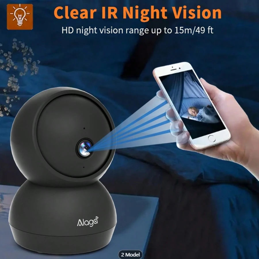 Alaga 2K Baby Monitor Camera- Radiation Free Design, Secure Local Storage, Motion Detection, Two-Way Audio, Night Vision, 360 ° Panoramic Coverage
