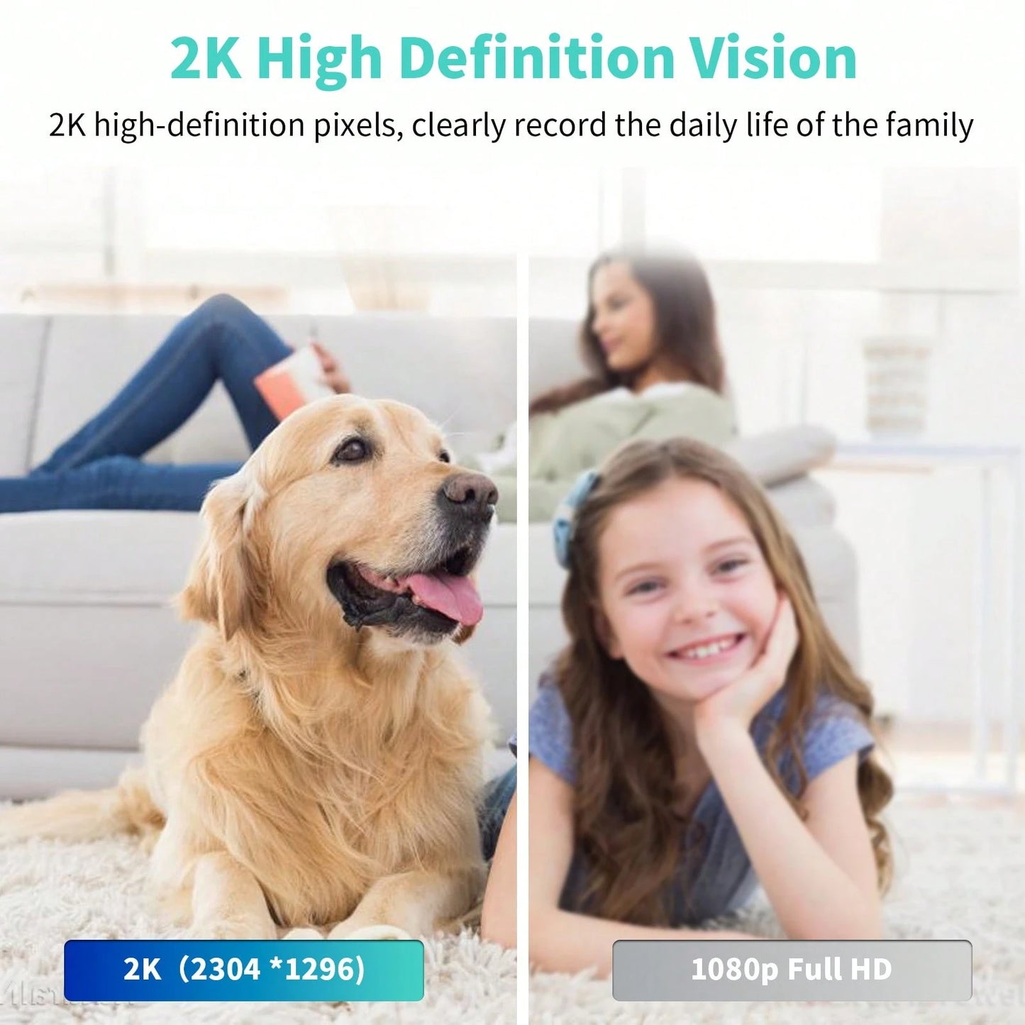 Alaga 2K Baby Monitor Camera- Radiation Free Design, Secure Local Storage, Motion Detection, Two-Way Audio, Night Vision, 360 ° Panoramic Coverage
